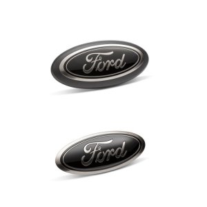 Ford Super Duty Emblem Kit - Front + Rear - Ford Racing - Smoked Chrome Oval w/o Camera Provision - Black - `20-`22 Ford Super Duty Emblem Kit - Front + Rear - Ford Racing - Smoked Chrome Oval w/o Camera Provision - Black - `20-`22
